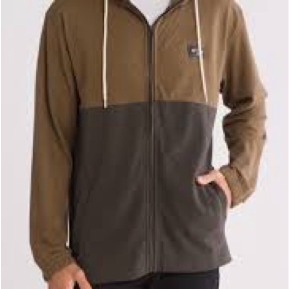 NWT Billabong Abner Colorblock Full Zip Hoodie Mens M brown two- tone neutral